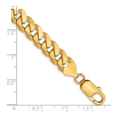 14K Yellow Gold 8mm Flat Beveled Curb Chain Bracelet – view 3