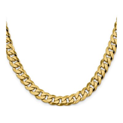 14K Yellow Gold 8.75mm Curb Chain Necklace | Leslie's – view 3