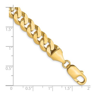 14K Yellow Gold 8.75mm Flat Beveled Curb Chain Bracelet – view 3