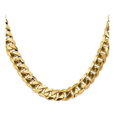 14K Yellow Gold 9.5mm Flat Beveled Curb Chain – view 3