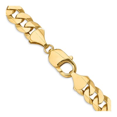 14K Yellow Gold 9.5mm Flat Beveled Curb Chain – view 4