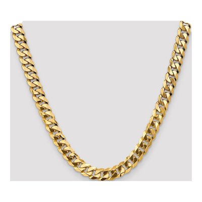 14K Yellow Gold 9.5mm Flat Beveled Curb Chain – view 5