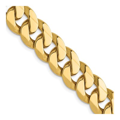 14K Yellow Gold 9.5mm Flat Beveled Curb Chain