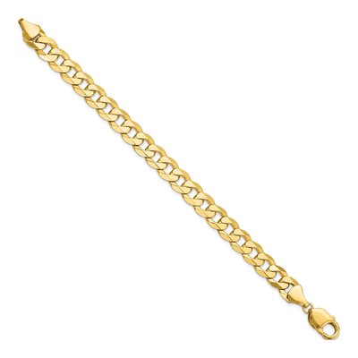 14K Yellow Gold 9.5mm Flat Beveled Curb Chain Bracelet – view 3