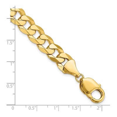 14K Yellow Gold 9.5mm Flat Beveled Curb Chain Bracelet – view 4