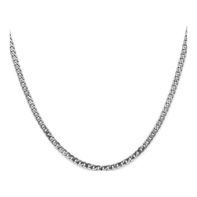 14K White Gold 2.9mm Flat Beveled Curb Chain – view 4