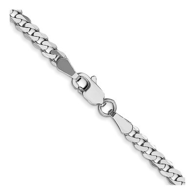 14K White Gold 2.9mm Flat Beveled Curb Chain – view 4