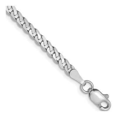 14K White Gold 2.9mm Flat Beveled Curb Chain Bracelet