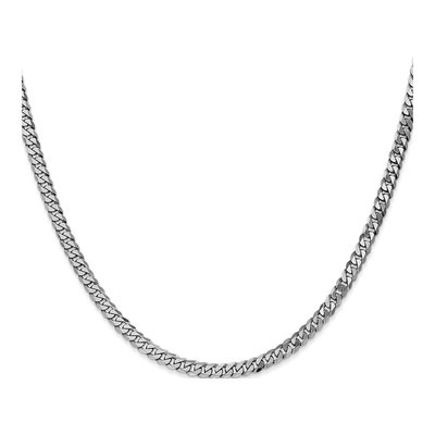 14K White Gold 3.9mm Flat Beveled Curb Chain – view 4