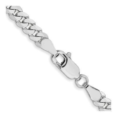 14K White Gold 3.9mm Flat Beveled Curb Chain – view 5