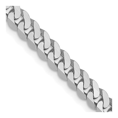 14K White Gold 3.9mm Flat Beveled Curb Chain