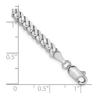 14K White Gold 3.9mm Flat Beveled Curb Chain Bracelet – view 3