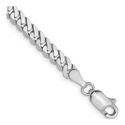 14K White Gold 3.9mm Flat Beveled Curb Chain Bracelet