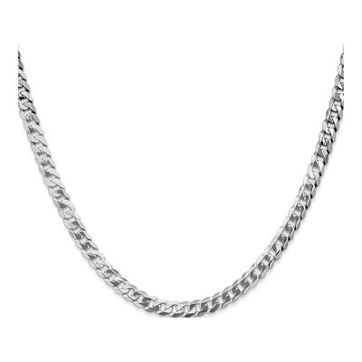 14K White Gold 4.5mm Flat Beveled Curb Chain – view 2