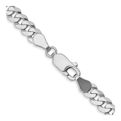 14K White Gold 4.5mm Flat Beveled Curb Chain – view 3