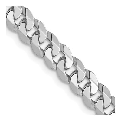 14K White Gold 4.5mm Flat Beveled Curb Chain