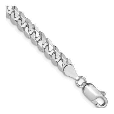 14K White Gold 4.5mm Flat Beveled Curb Chain Bracelet