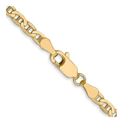 14K Yellow Gold 3mm Concave Anchor Chain – view 4