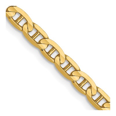 14K Yellow Gold 3mm Concave Anchor Chain