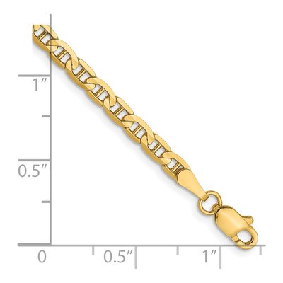 14K Yellow Gold 3mm Concave Anchor Chain Bracelet – view 3