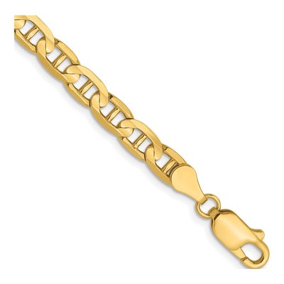 14K Yellow Gold 4.5mm Concave Anchor Chain Bracelet