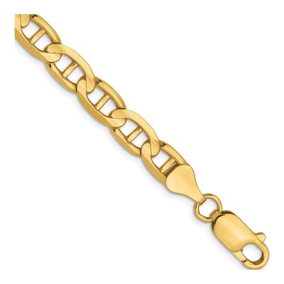 14K Yellow Gold 6.25mm Concave Anchor Chain Bracelet