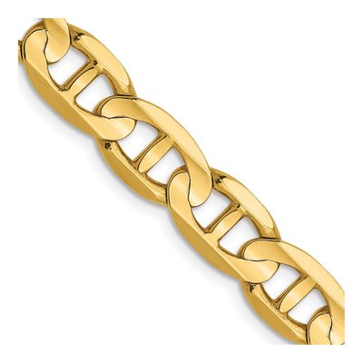 14K Yellow Gold 7mm Concave Anchor Chain