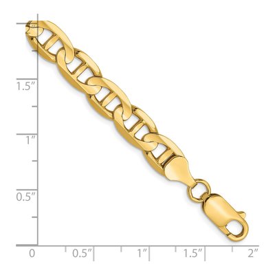14K Yellow Gold 7mm Concave Anchor Chain Bracelet – view 2
