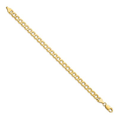 14K Yellow Gold 7mm Semi-Solid Curb Chain Bracelet – view 3