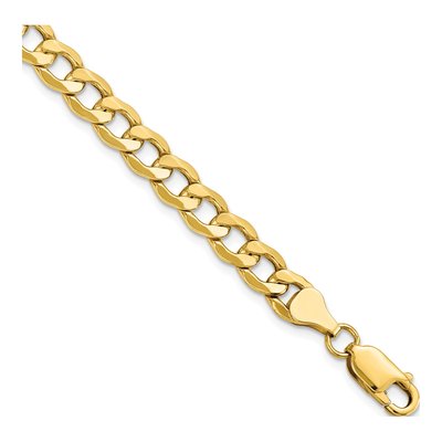 14K Yellow Gold 7mm Semi-Solid Curb Chain Bracelet