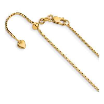 14K Yellow Gold 1mm Diamond-Cut Box Chain