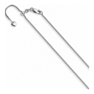 14K White Gold 1mm Diamond-Cut 22-Inch Box Chain