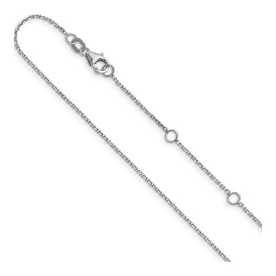 14K White Gold 1.1mm Diamond-Cut Cable Square Rolo Chain