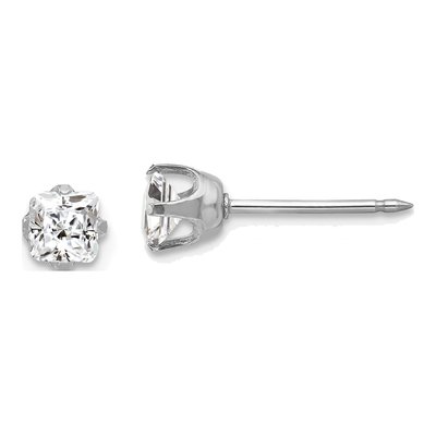 14K White Gold CZ Stud Earrings