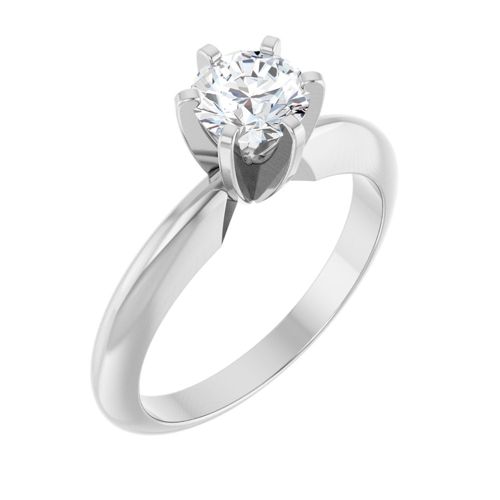 Round solitaire engagement ring with 1/2 carat diamond, 14K white gold