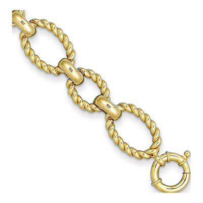 14K Yellow Gold 20mm Twisted Twist Link Chain Bracelet