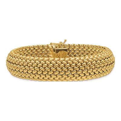 14K Yellow Gold 15mm Semi-Solid Mesh Chain Bracelet – view 3