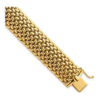 14K Yellow Gold 15mm Semi-Solid Mesh Chain Bracelet