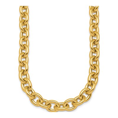 14K Yellow Gold 10.5mm Hollow Open Cable Chain