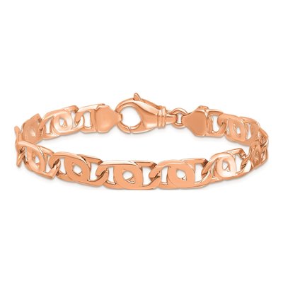 14K Rose Gold 8.1mm Fancy Open Link Chain Anklet – view 4