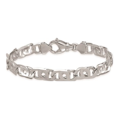 14K White Gold 8.1mm Fancy Open Link Chain Bracelet – view 3