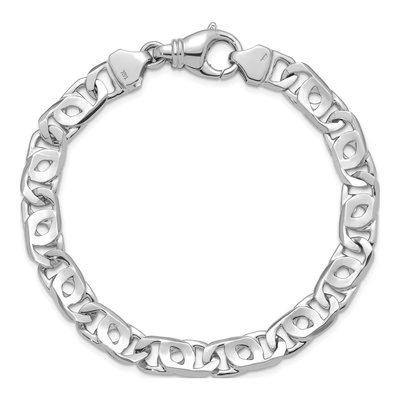 14K White Gold 8.1mm Fancy Open Link Chain Bracelet – view 4