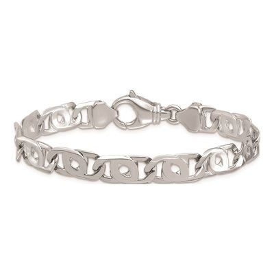 14K White Gold 8.1mm Fancy Open Link Chain Anklet – view 4