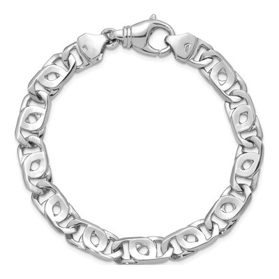 14K White Gold 8.1mm Fancy Open Link Chain Anklet – view 5