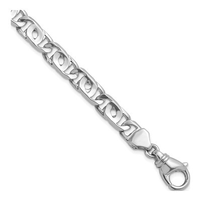 14K White Gold 8.1mm Fancy Open Link Chain Anklet