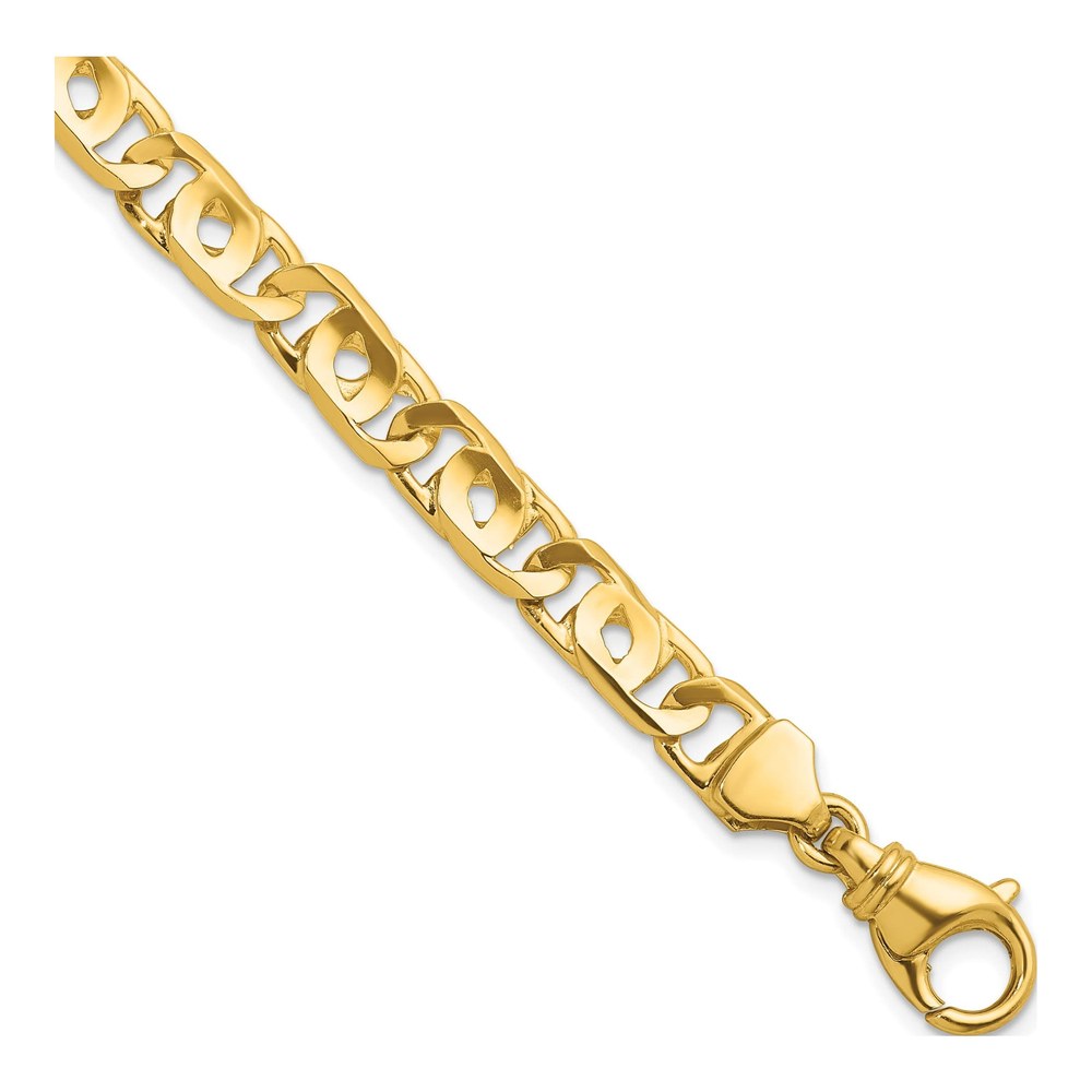 Herco 14K Yellow Gold Polished Solid 8.1mm Fancy Link 9 Inch Chain Bracelet with Lobster Clasp