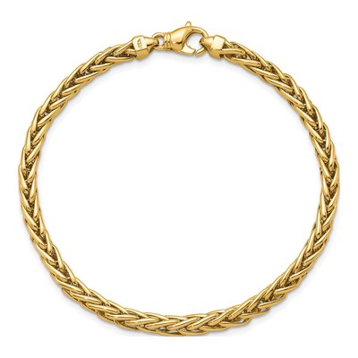 14K Yellow Gold 4.1mm Wheat Chain Bracelet – view 4