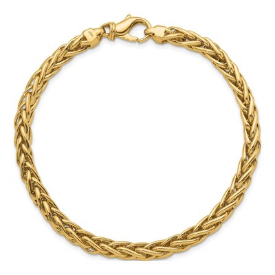 14K Yellow Gold 5.1mm Wheat Chain Bracelet – view 5