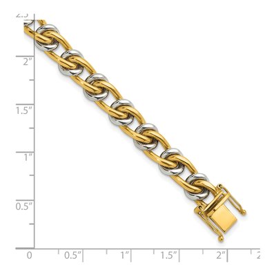 14K Two-Tone Gold 8.6mm Fancy Link Chain Bracelet – view 4