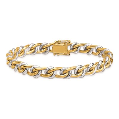 14K Two-Tone Gold 8.6mm Fancy Link Chain Bracelet – view 5